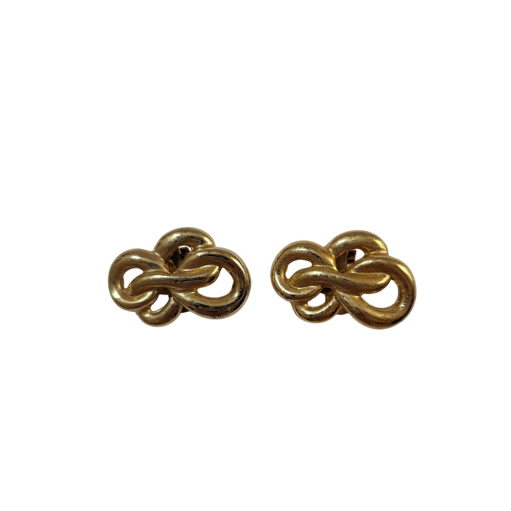 Vintage Gold Tone Interlocking Love Knot Shoe Clips Classic Elegant Accessory